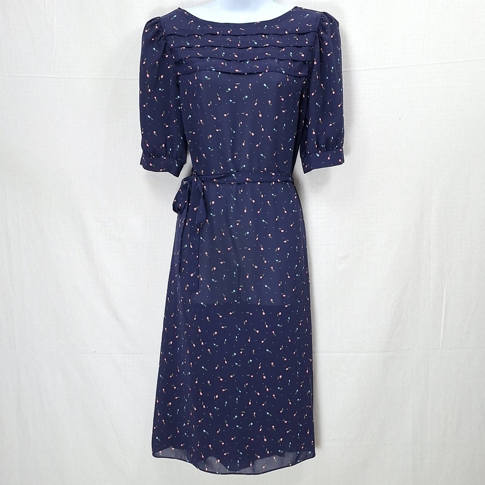 Vintage Stuart Alan Dress 12 Feminine Dainty Floral‎ Pleated Bodice Shift Belt